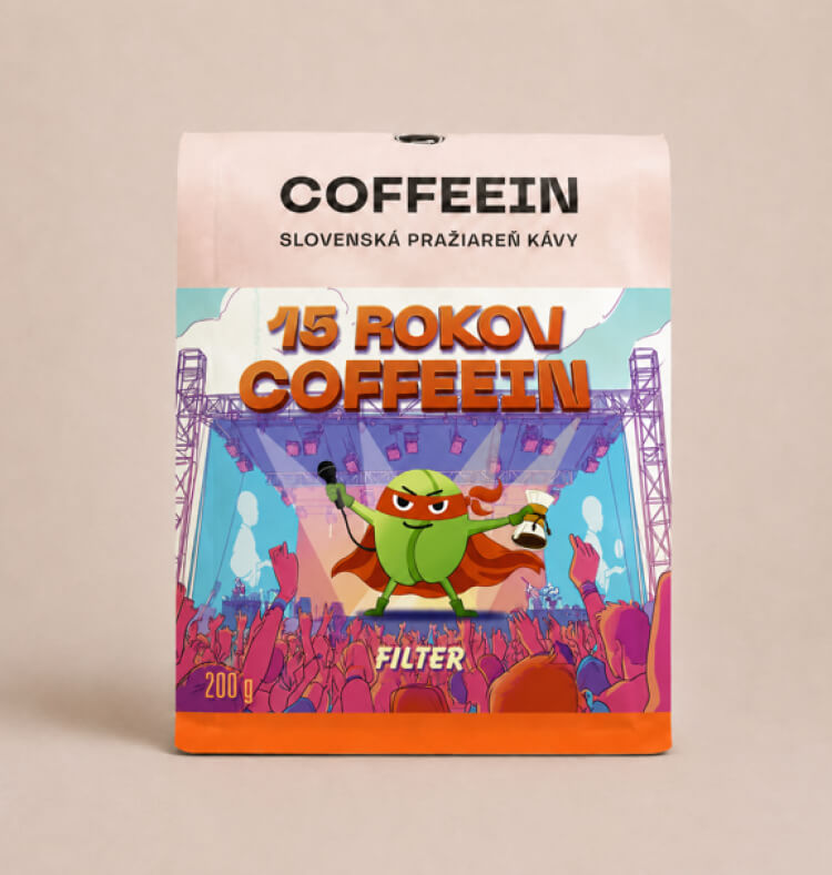 Káva 15 rokov COFFEEIN Filter (200 g, zrnková káva)