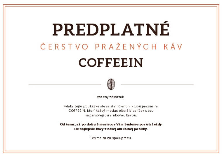 Predplatné zrnkovej kávy COFFEEIN - MINI